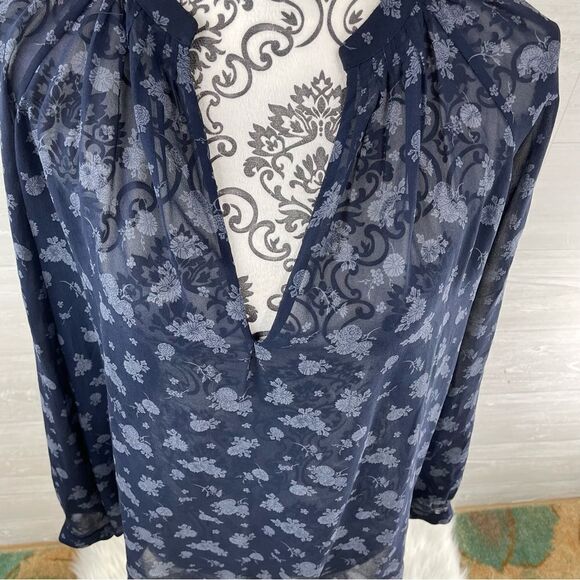Vince Calico Floral Semi Sheer Popover Silk Top - Picture 5 of 11